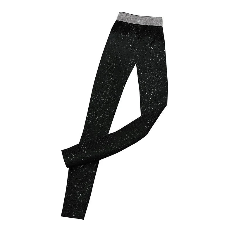 Damen Glitzernde Leggings im figurbetonten Rippdesign