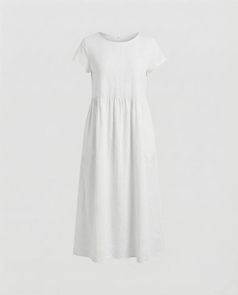 Damen midilanges Sommerkleid mit hohem Taillenansatz