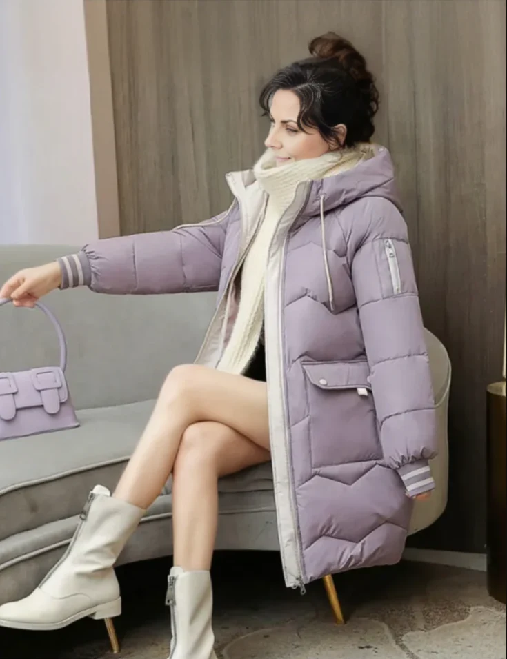 Kuschelige, Wintergefütterte Parka-Damenjacke