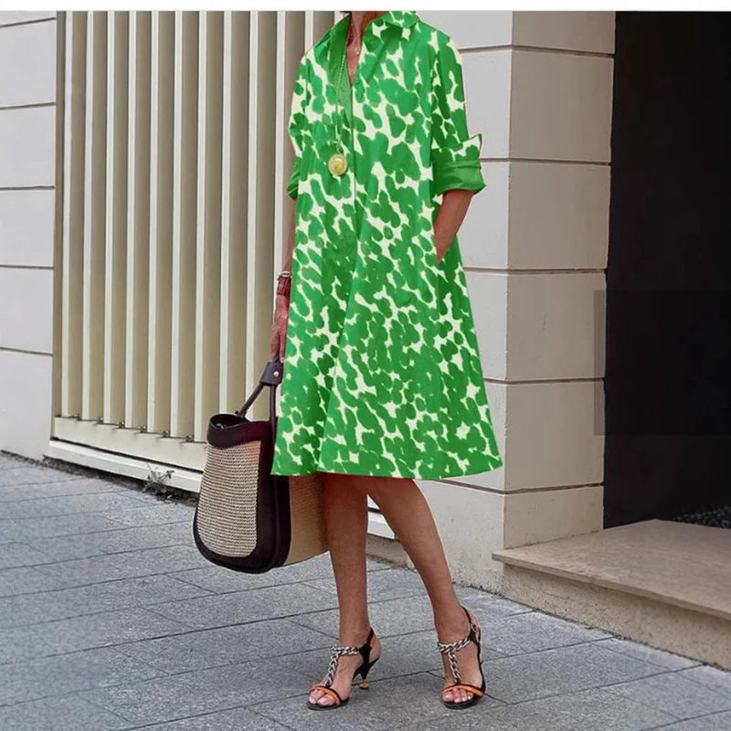 Damen Hemdblusenkleid mit modernem Muster Nord Taschen