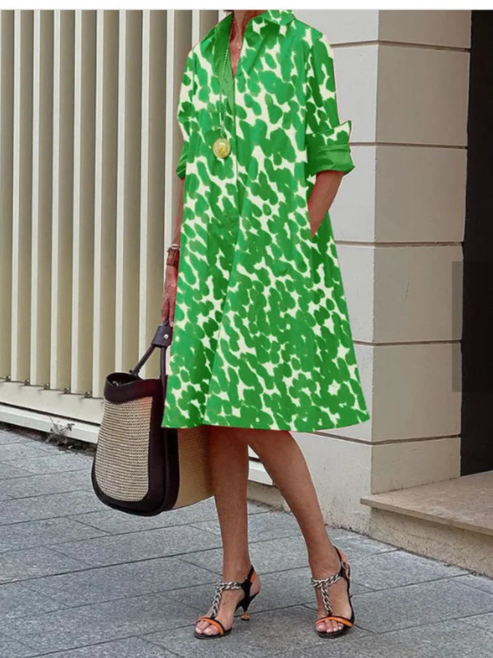 Damen Hemdblusenkleid mit modernem Muster Nord Taschen