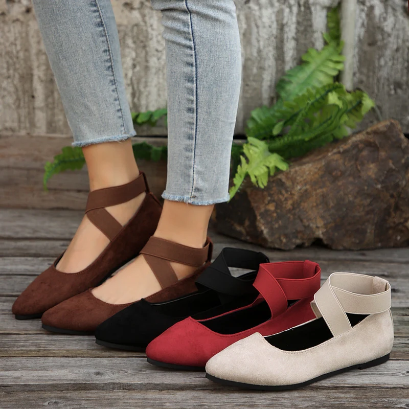Damen Bequeme Ballerinas mit elastischem Riemchen und modischem Design