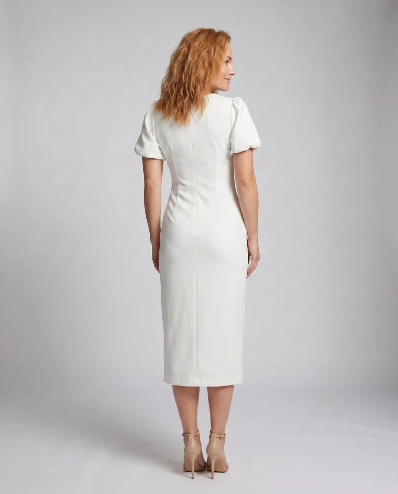 Damen Midi-Kleid mit Rüschendetails und schickem Schlitz