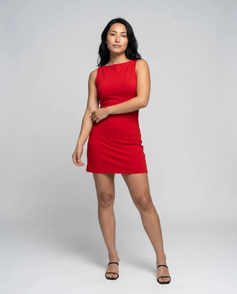 Damen Elegantes Minikleid mit asymmetrischem Ausschnitt und figurbetontem Schnitt Nord Taschen