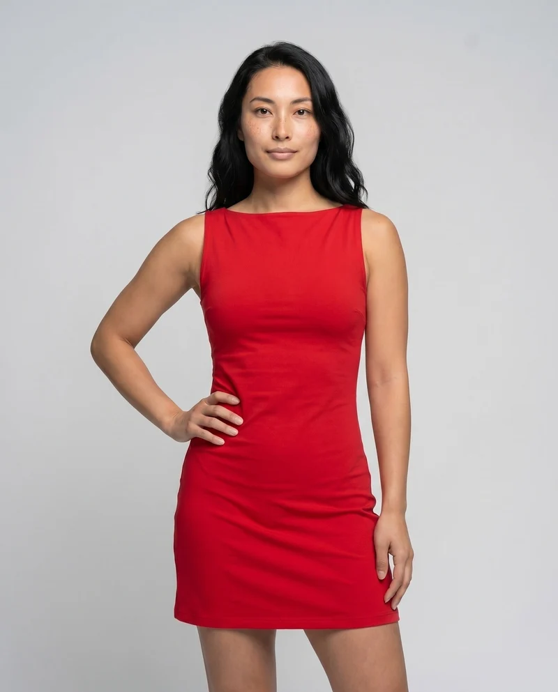 Damen Elegantes Minikleid mit asymmetrischem Ausschnitt und figurbetontem Schnitt Nord Taschen