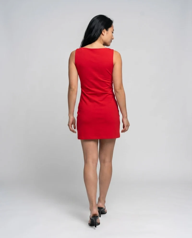 Damen Elegantes Minikleid mit asymmetrischem Ausschnitt und figurbetontem Schnitt Nord Taschen