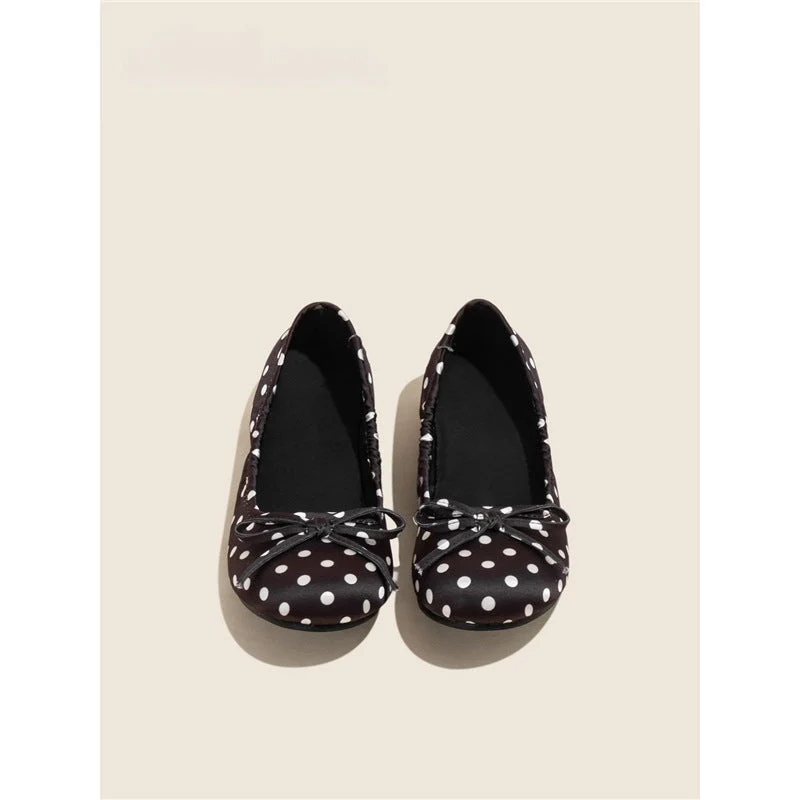 Damen Ballerinas mit punktiertem Design und zierlicher Schleifenapplikation
