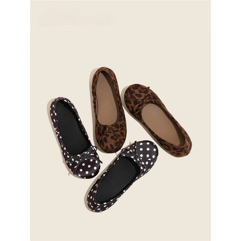 Damen Ballerinas mit punktiertem Design und zierlicher Schleifenapplikation