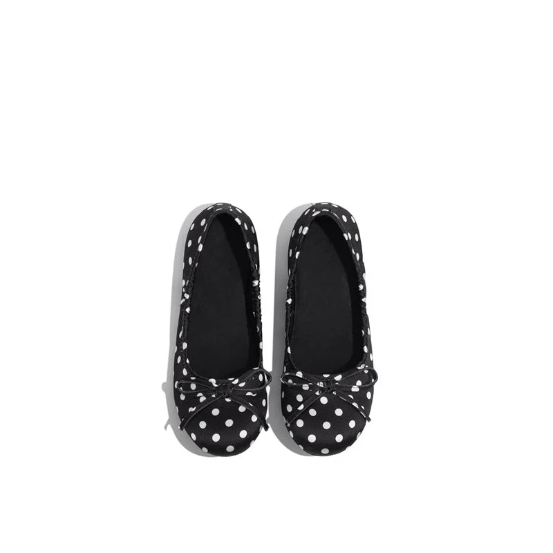 Damen Ballerinas mit punktiertem Design und zierlicher Schleifenapplikation