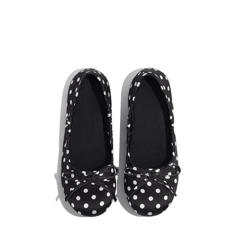 Damen Ballerinas mit punktiertem Design und zierlicher Schleifenapplikation