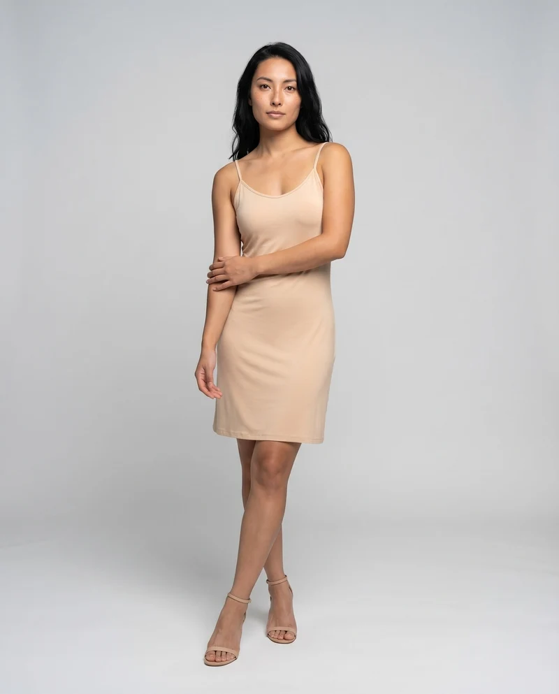 Damen Schlichte Zarte Träger Baumwollmischung Slip-Kleid