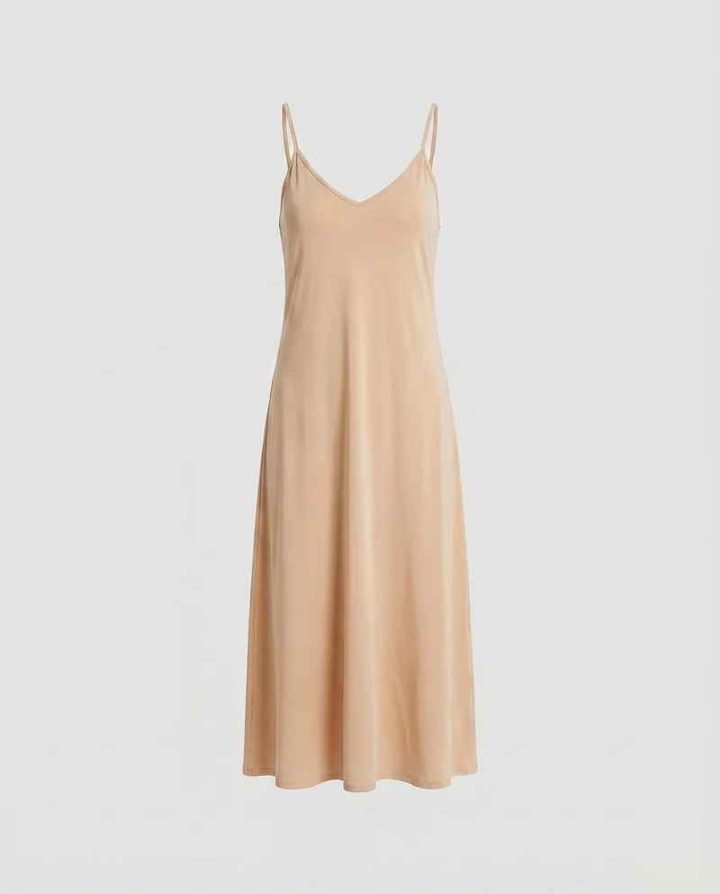 Damen Schlichte Zarte Träger Baumwollmischung Slip-Kleid