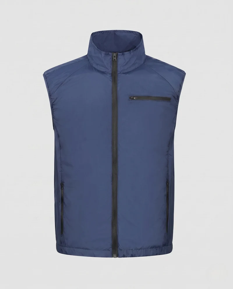 Herren nan leichte winddichte Outdoorweste mit hohem Kragen und Reißverschlusstaschen