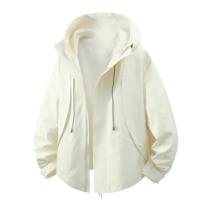 Damen winddichte Übergangsjacke mit Kapuze und verstellbarem Kordelzug