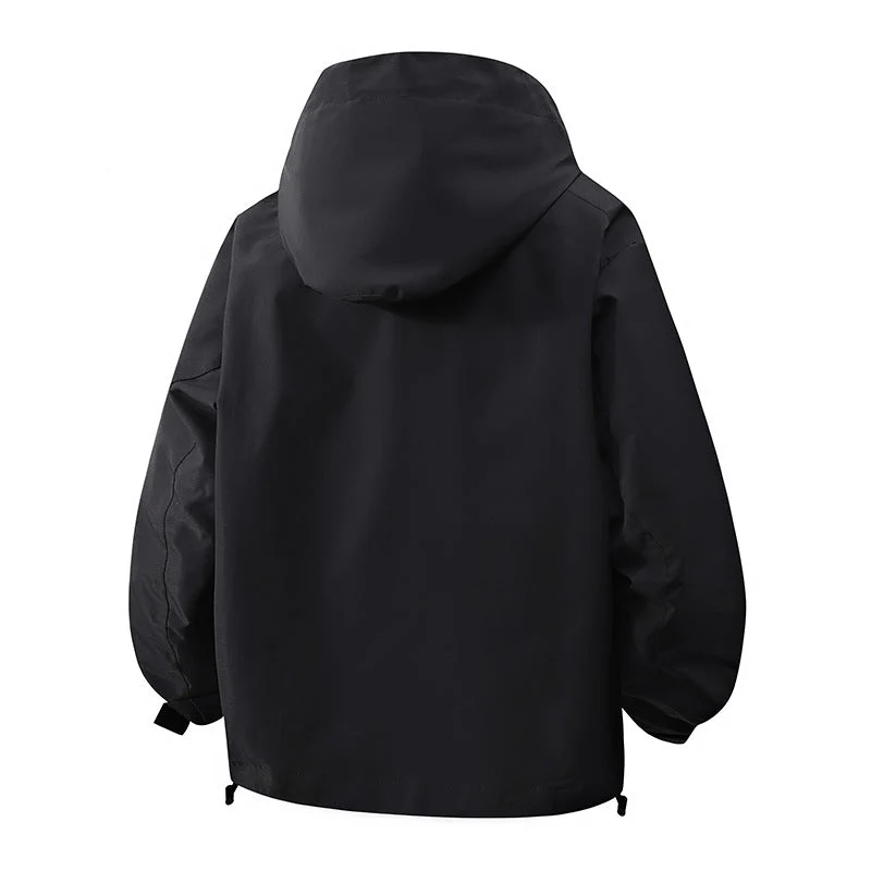 Damen winddichte Übergangsjacke mit Kapuze und verstellbarem Kordelzug