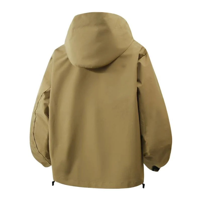 Damen winddichte Übergangsjacke mit Kapuze und verstellbarem Kordelzug