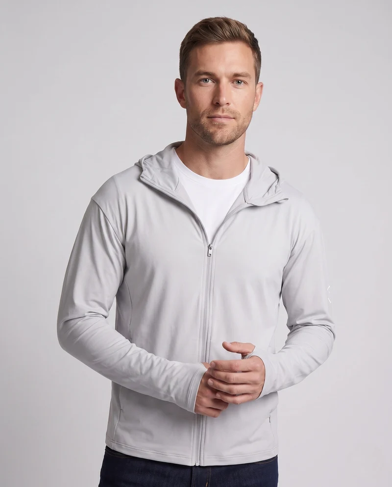 Herren UV-Schutzjacke mit abnehmbarer Kapuze und atmungsaktivem Design