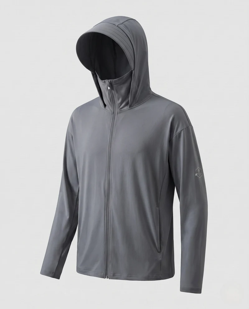 Herren UV-Schutzjacke mit abnehmbarer Kapuze und atmungsaktivem Design