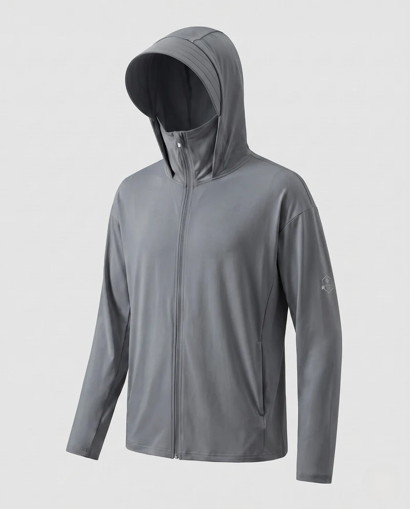 Herren UV-Schutzjacke mit abnehmbarer Kapuze und atmungsaktivem Design