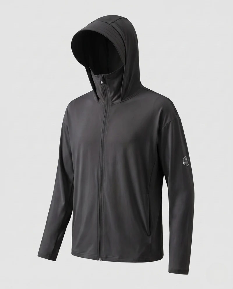 Herren UV-Schutzjacke mit abnehmbarer Kapuze und atmungsaktivem Design