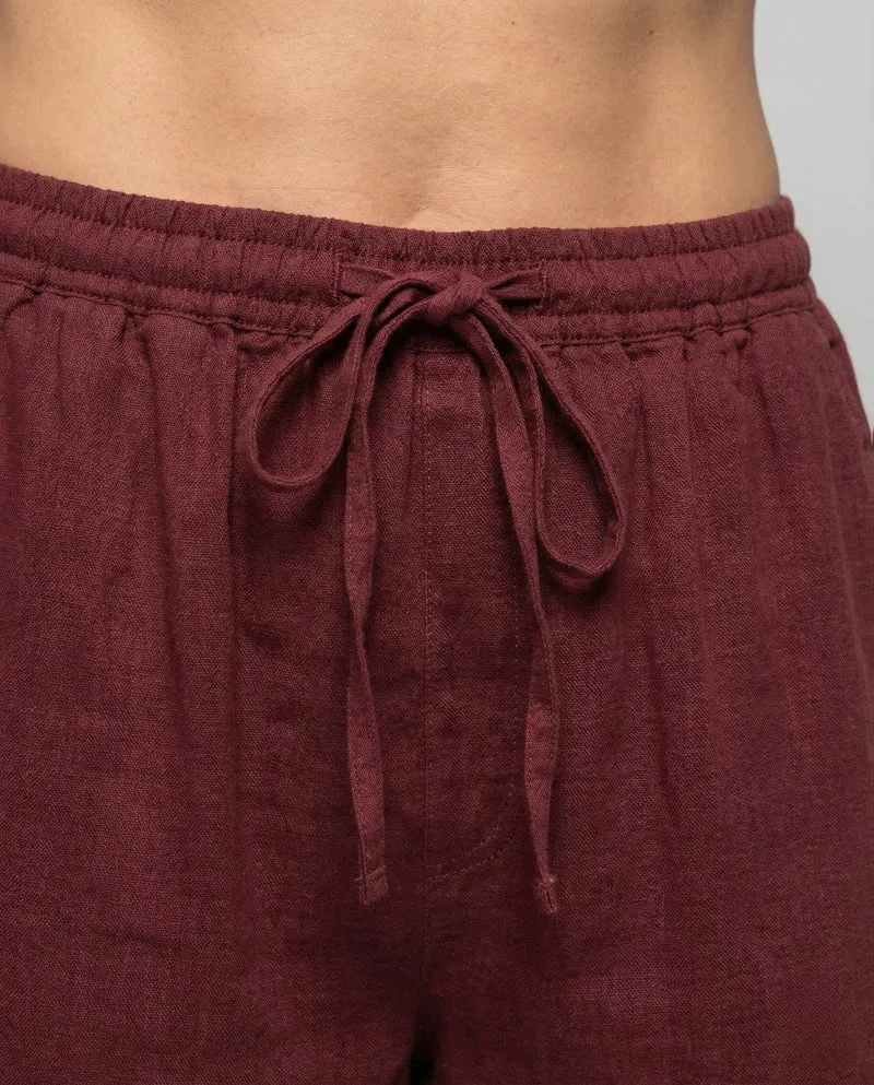 Damen Leinen Hose Kordelzug