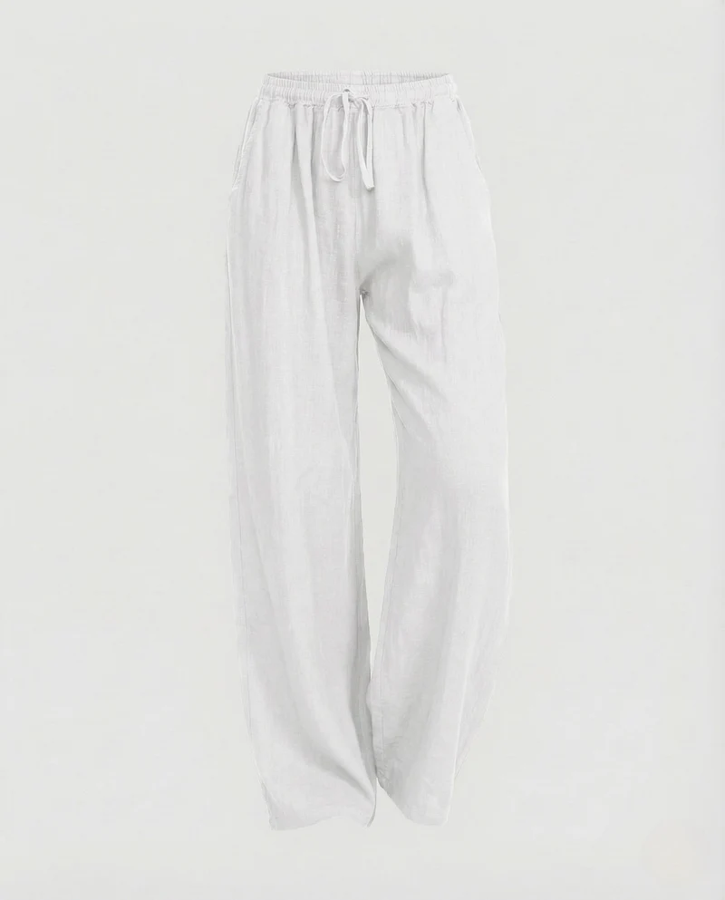 Damen Leinen Hose Kordelzug