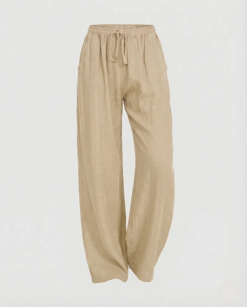 Damen Leinen Hose Kordelzug