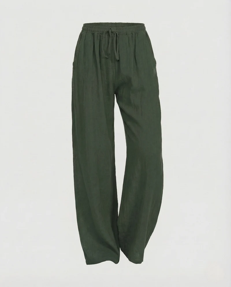 Damen Leinen Hose Kordelzug