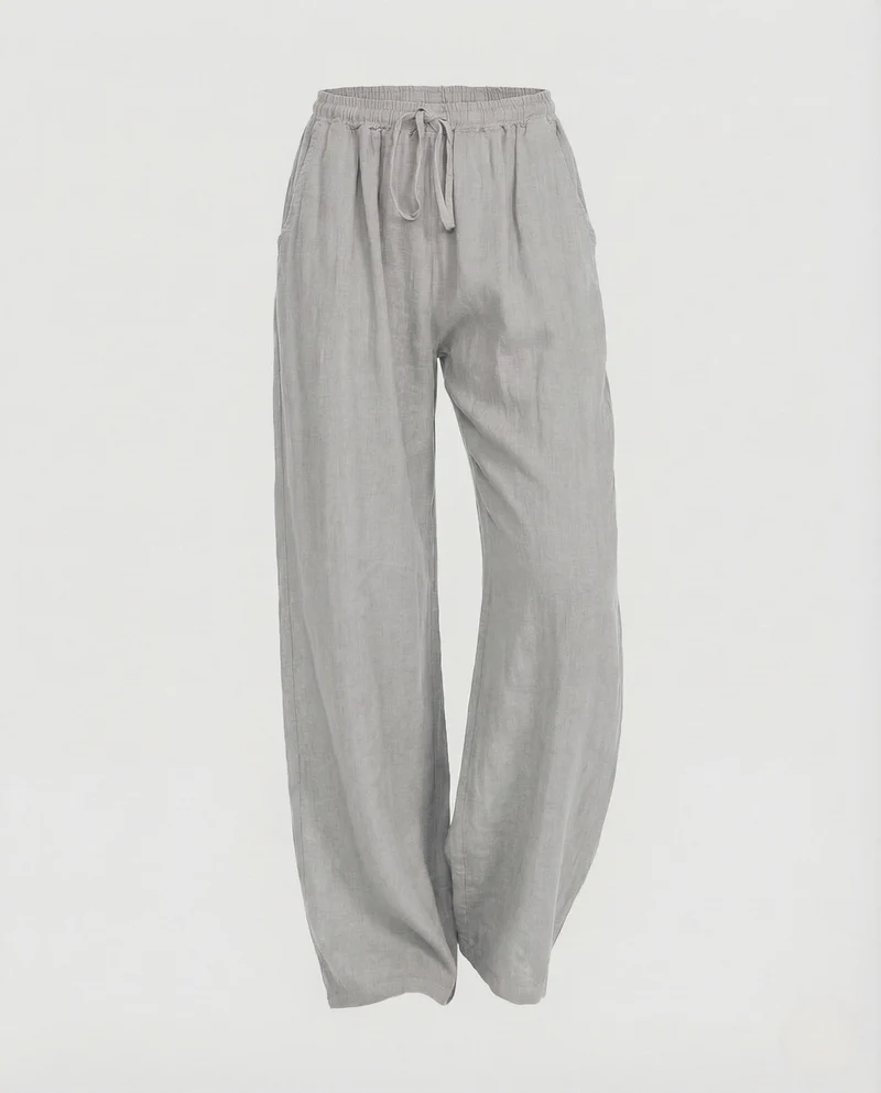 Damen Leinen Hose Kordelzug
