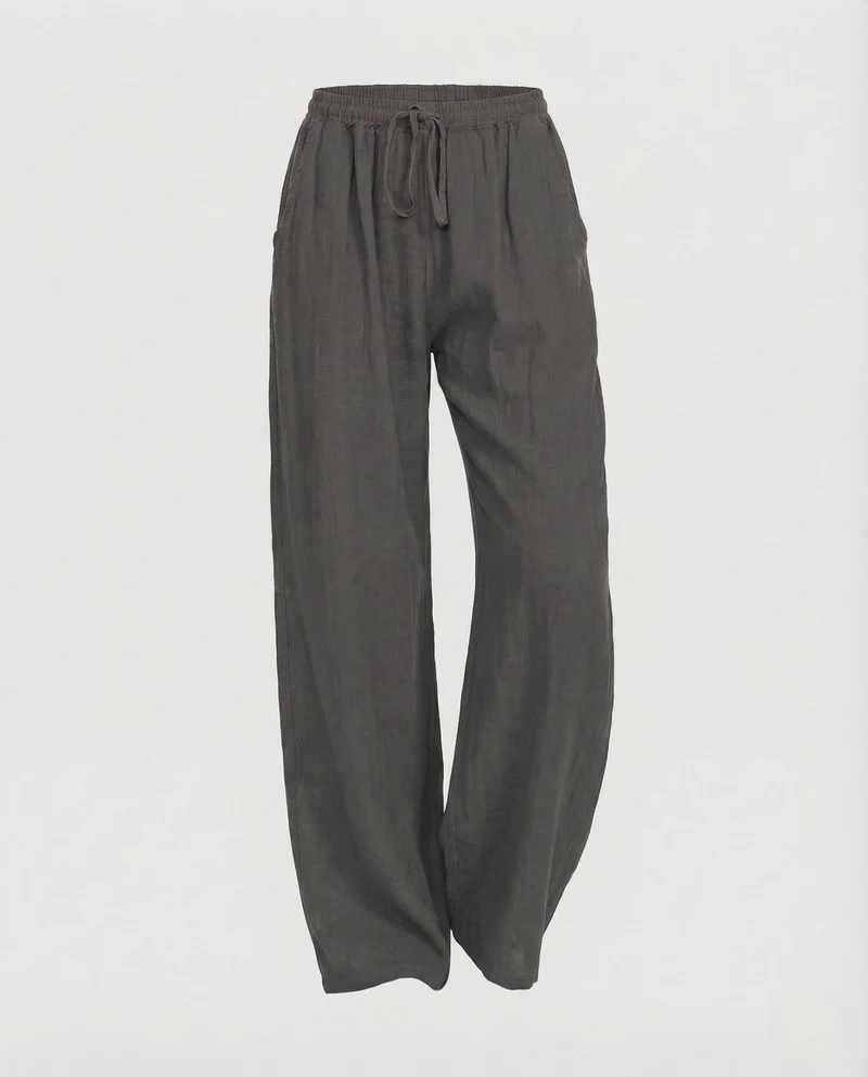 Damen Leinen Hose Kordelzug