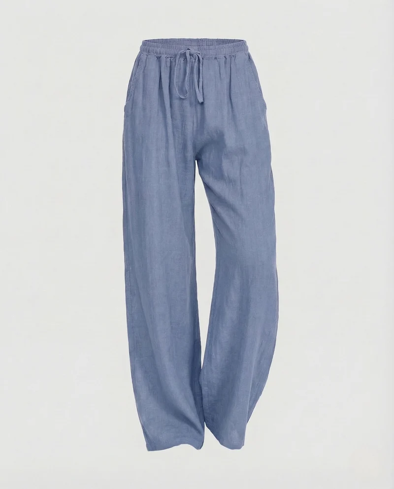 Damen Leinen Hose Kordelzug