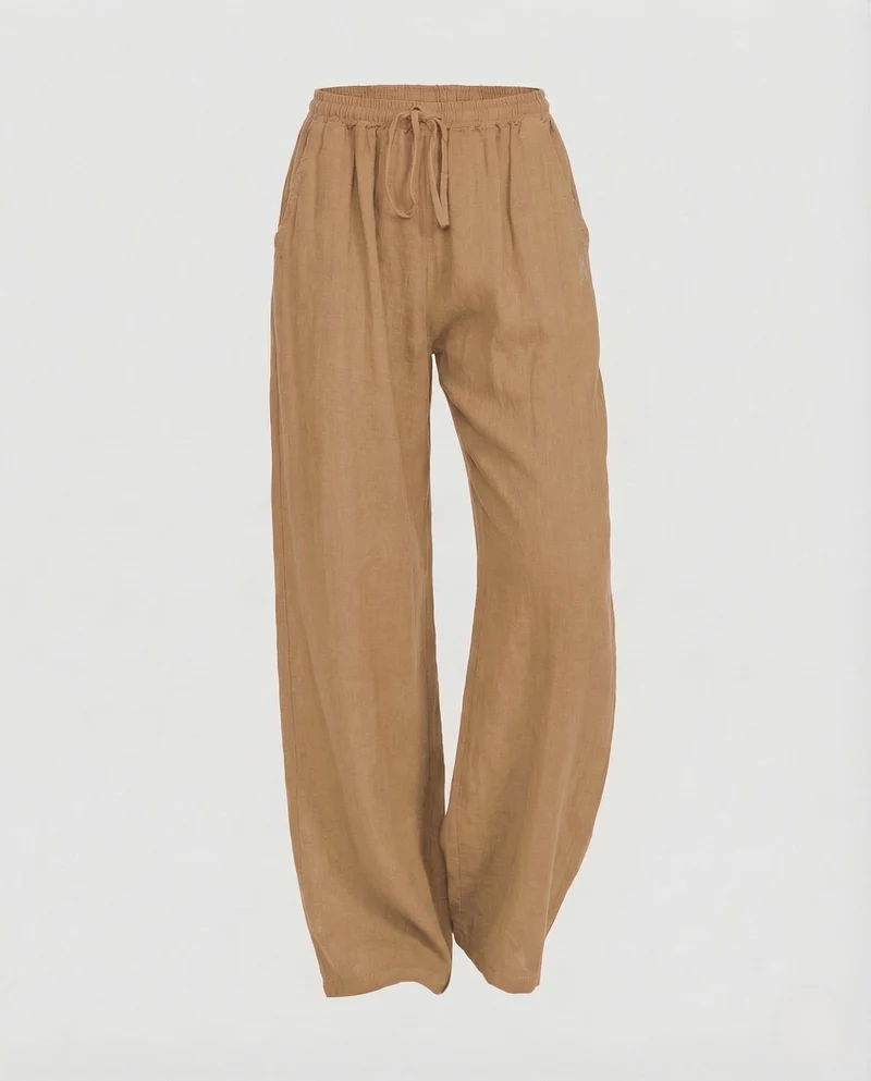 Damen Leinen Hose Kordelzug