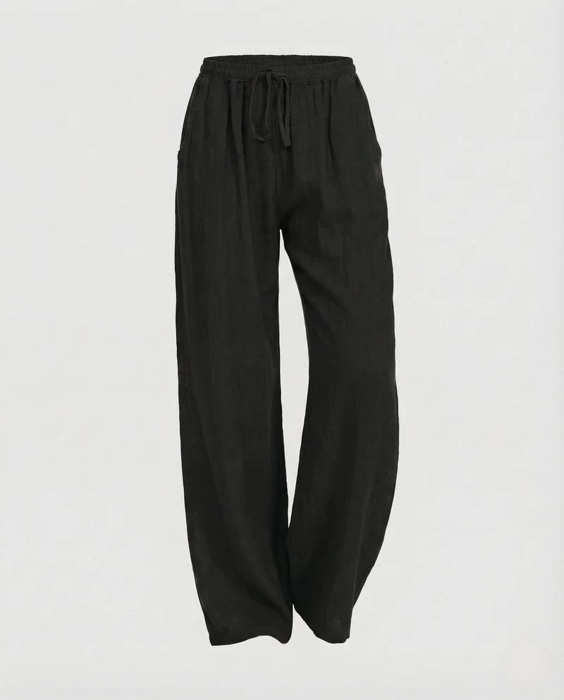 Damen Leinen Hose Kordelzug