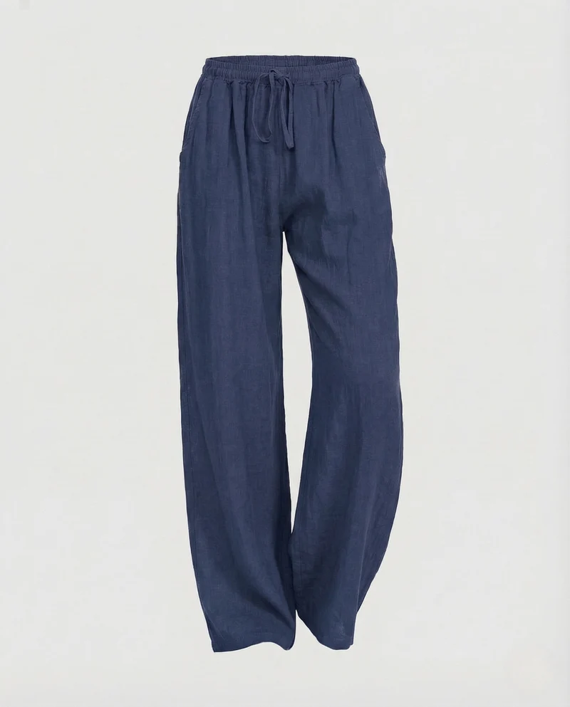 Damen Leinen Hose Kordelzug
