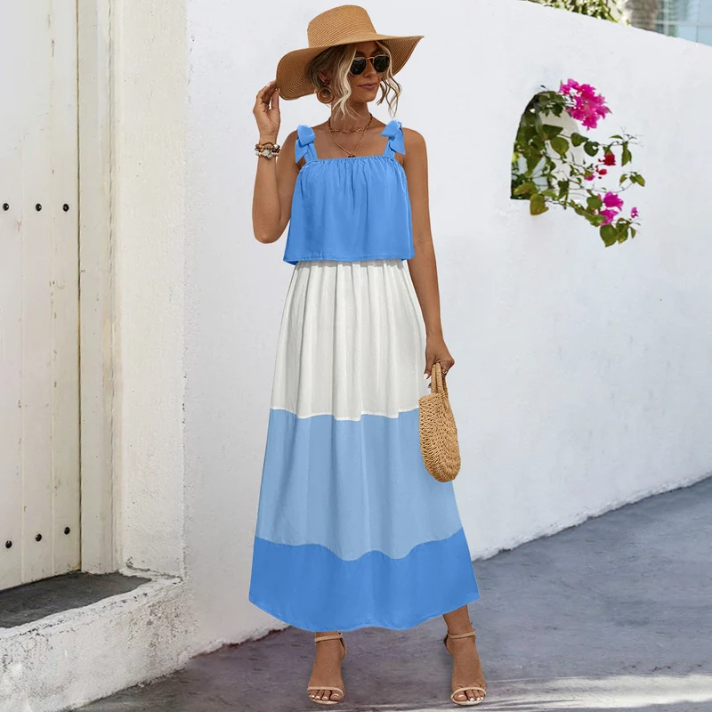 Damen Sommerliches Maxikleid mit verspieltem Bandeau-Oberteil und fließendem Rock