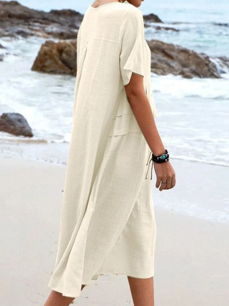 Einfache Casual Baumwolle Kleid