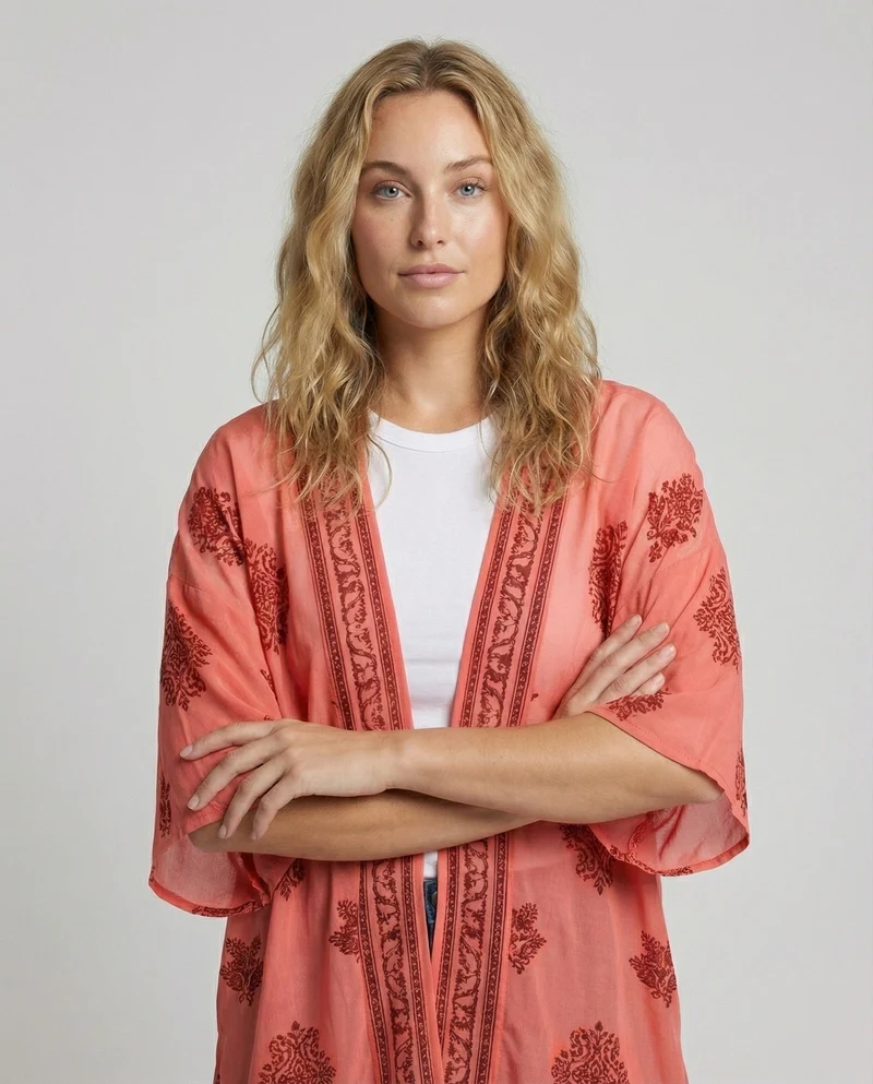 Damen leichter Boho-Kimono-Cardigan.
