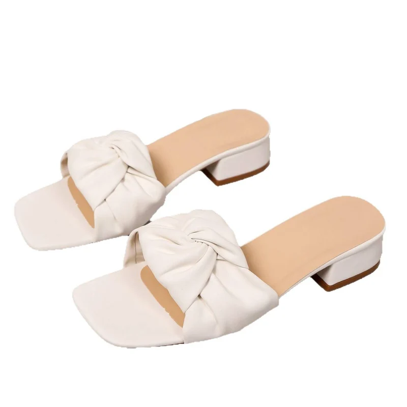 Damen Slingback-Pantoletten mit dekorativem Knotendesign