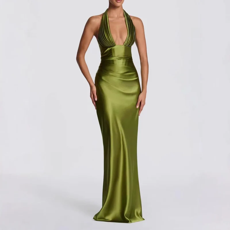 Damen Elegantes langes Abendkleid mit tiefem V-Ausschnitt Nord Taschen