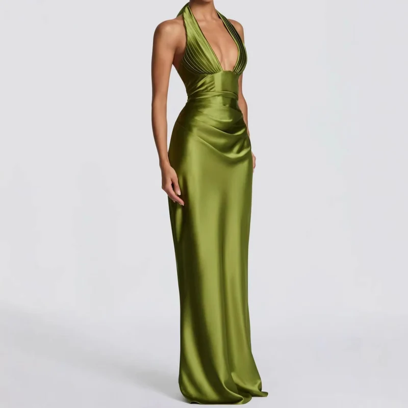 Damen Elegantes langes Abendkleid mit tiefem V-Ausschnitt Nord Taschen