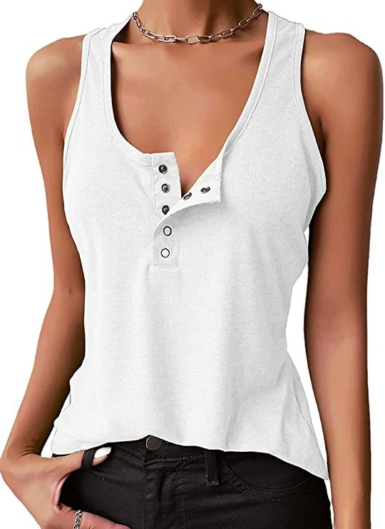 Damen Sportliches Trägershirt mit Knopfleiste