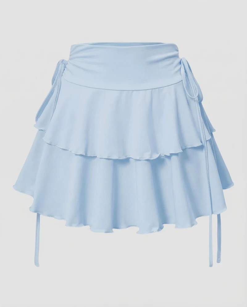 Damen Minirock Stufen Volant
