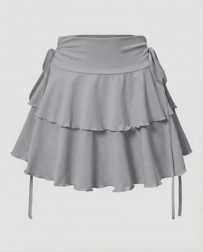 Damen Minirock Stufen Volant