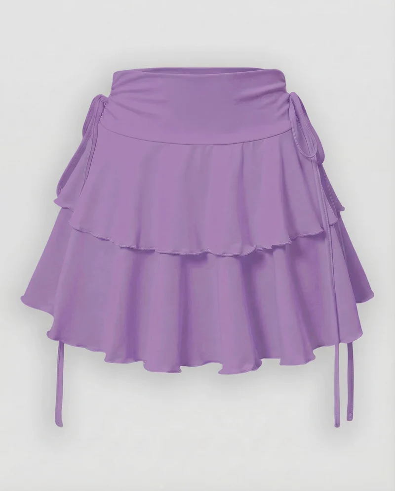 Damen Minirock Stufen Volant