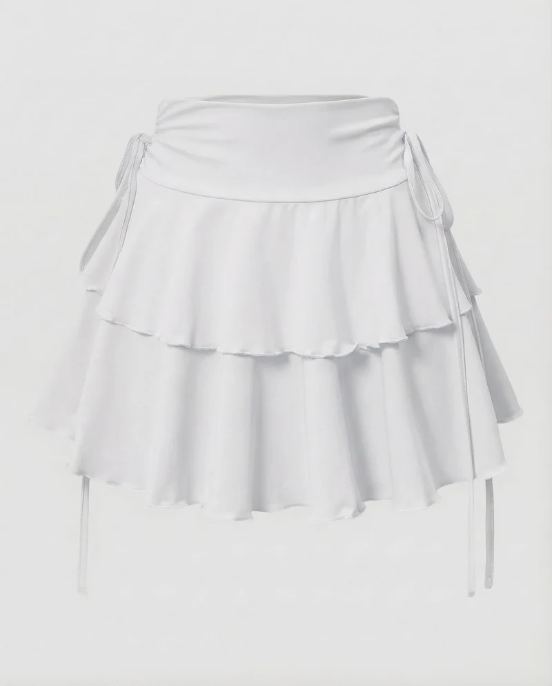 Damen Minirock Stufen Volant
