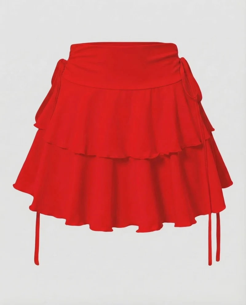 Damen Minirock Stufen Volant