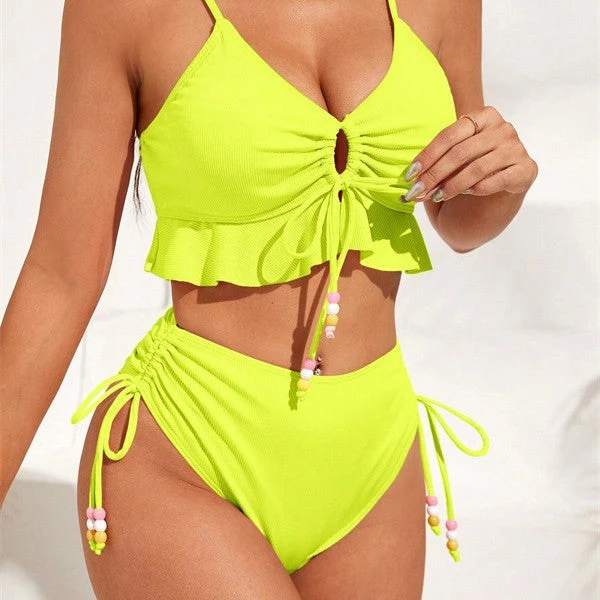 Damen Badeanzug mit Rüschendetails und verstellbaren Trägern