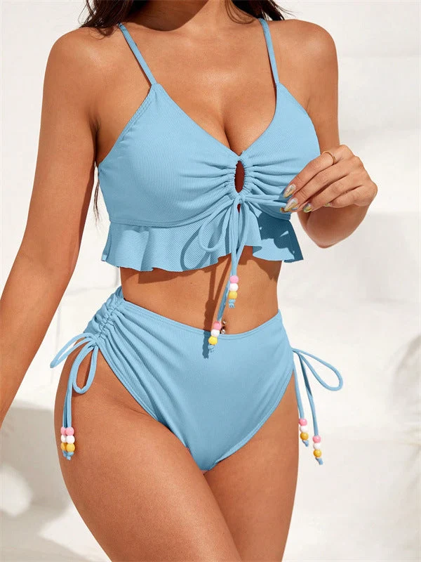 Damen Badeanzug mit Rüschendetails und verstellbaren Trägern