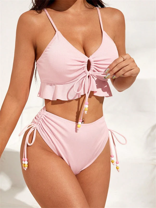 Damen Badeanzug mit Rüschendetails und verstellbaren Trägern