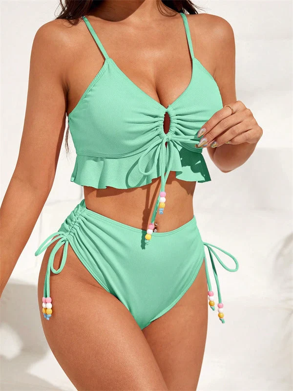 Damen Badeanzug mit Rüschendetails und verstellbaren Trägern